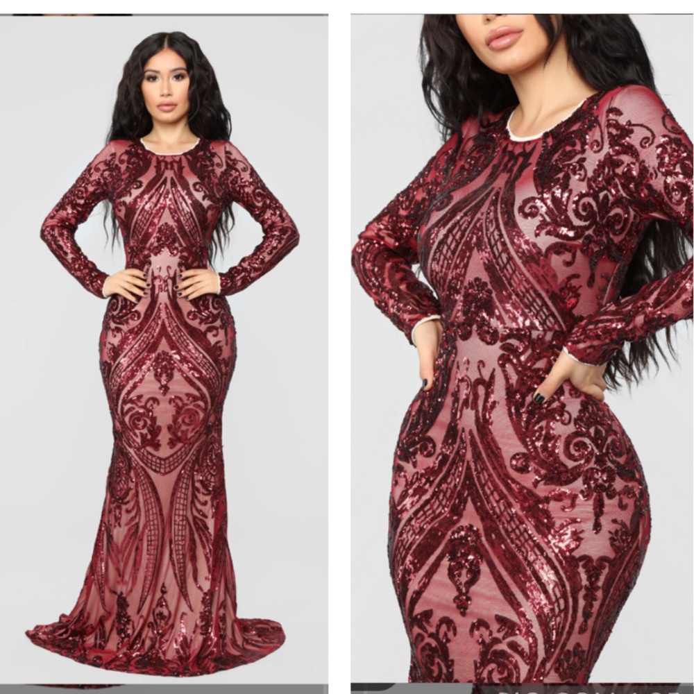 Unforgettable Romance Sequin Dress - Burgundy